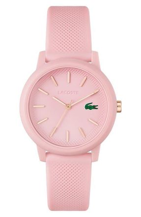 Lacoste 12.12 Silicone Strap Watch, 36mm in Pink at Nordstrom
