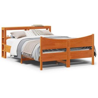 vidaXL Vidaxl - Estructura Cama Con Cabecero Madera Pino Marr&oacute;n Cera 140x190 Cm