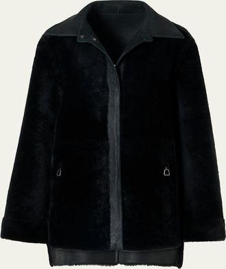 Akris Harper Reversible Lamb Shearling Single-Breasted Jacket