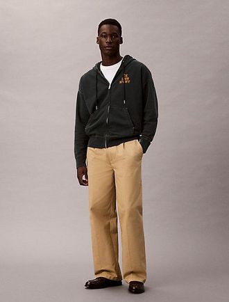 Calvin Klein Washed Fleece Logo Graphic Relaxed Hoodie