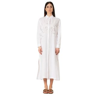 Max Mara Megaton Linnen Jurk - Dames - Jurken - Wit - Maat: L Linnen