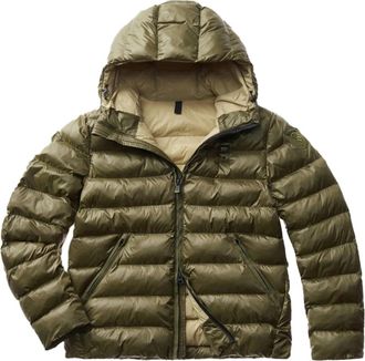 Blauer Groene Geruite Nylon Jas - Heren - Gewatteerde jassen - Groen - M - Nylon - Jassen