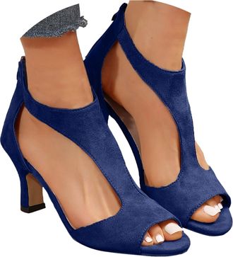 Generic Heeled Sandals Womens Block Heels Open Toe Chunky Ankle Strap Shoes High Heel Dress Wedding Sandals Peep Toe Shoes For Women Ladies Black Sandal Heels