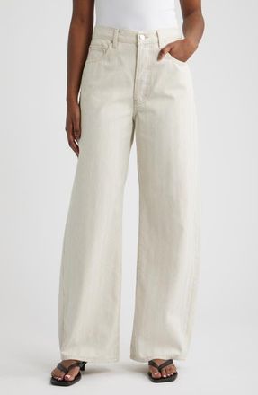 Rails Belmont High Waist Barrel Leg Jeans in Ecru Railroad Stripe at Nordstrom, Size 28