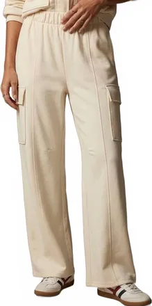 Q2 Wide Leg Cargo Trousers In Cream