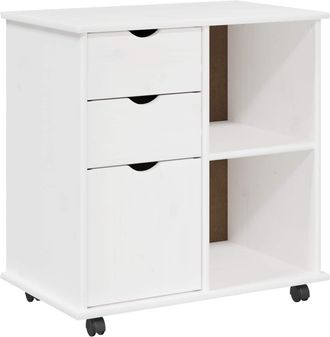 vidaXL Gabinete Rodante 63,5 X 39 X 65,5 Cm Madera De Pino Macizo Vidaxl