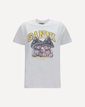 Ganni Teddy Mushroom cotton T-shirt Female XS