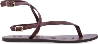 Maneb&igrave; Crossover Tong Sandal - Dames - Sandalen - Bruin - 37 EU - Leer - Schoenen
