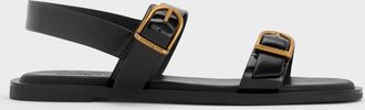 Charles & Keith Double Buckle-Strap Slingback Sandals