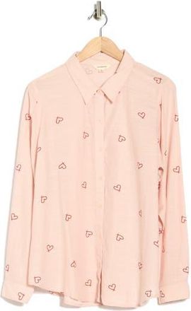 Lucky Brand Heart Print Button-Up Shirt in Red Geo at Nordstrom Rack, Size X-Large