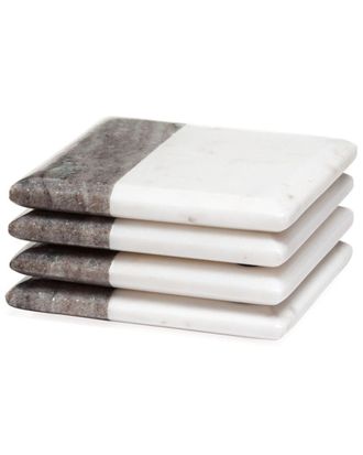 Torre & Tagus Two Tone Marble Coasters Square Set Of 4