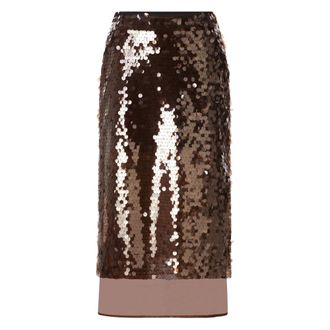 Rich & Royal Gonna Midi di Paillettes - - Skirts - Donna - Marrone - M