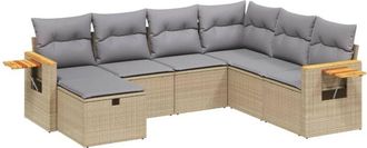 vidaXL Juego De Sof&aacute;s Jard&iacute;n Con Cojines Beige Mezcla 7 Pzas Rat&aacute;n Pe Vidaxl