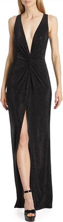 Ramy Brook Rosalyn Studded V-Neck Gown In Black