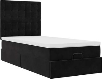 vidaXL Vidaxl - Estructura Cama Otomana Colchones Terciopelo Negro 90x200 Cm