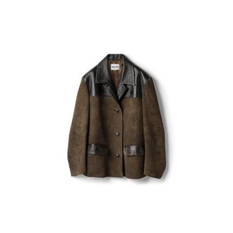 Miu Miu Suede Jacket, Woman, Mud, Size 42