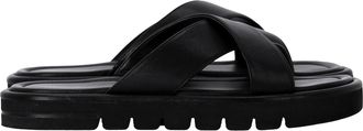 Stuart Weitzman Elodie Slide Sandals in Black Leather