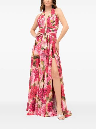 Babylone Paris Halterjurk met bloemenprint - Roze