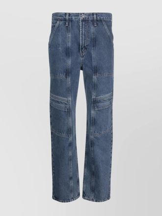 A Gold E denim high-rise cargo straight-leg jeans