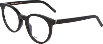 Saint Laurent Glasses, unisex, Black, Size: 50 MM Round Acetate Eyeglasses