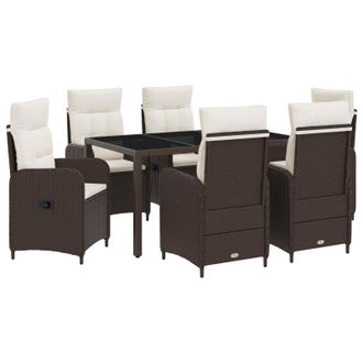 vidaXL Juego De Comedor Para Exteriores 7 Uds. Marr&oacute;n Y Crema Blanca Vidaxl