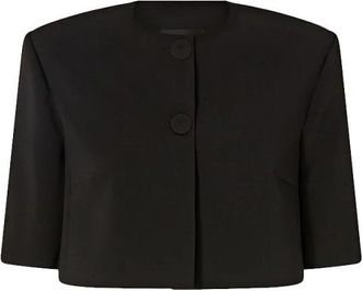 Pinko Platano Spencer Canvas Jacket - Dames - Blazers - Zwart - S - Leer - Jassen