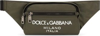 Dolce & Gabbana logo-print zip-fastening belt bag - men - Calf Leather/Rayon/Nylon/Nylon/Acrylic/Calf Leather - One Size - Green