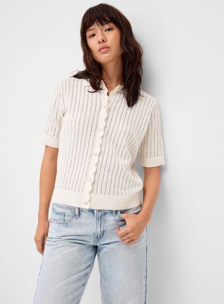 Only Womens Scalloped trim pointelle knit Cardigan Sweater