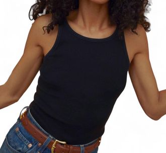 Nation Ltd Birkin Tank Rib Top In Jet Black