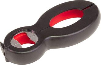 OEM Abridor Multiusos, Interior De Goma, 14 X 6 Cm, Acero Inoxidable/pl&aacute;stico, Negro/rojo