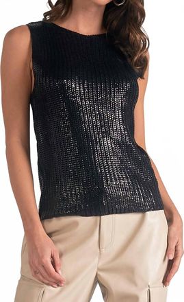 Elan Crewneck Slick Sweater In Black