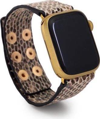 Saachi Snakeskin Faux Leather Apple Watch Watchband in Beige at Nordstrom Rack