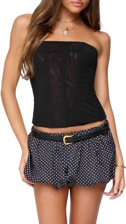 Edikted Reed Sheer Mesh Strapless Top in Black at Nordstrom, Size X-Large