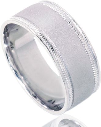 Pompeii3 8mm Brushed Wedding Band 10K White Gold Size Selectable
