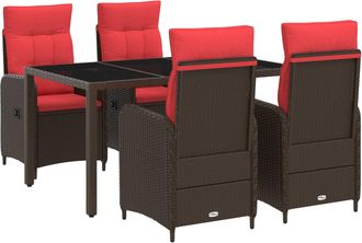 vidaXL Juego De Comedor Para Exteriores 5 Uds. Rat&aacute;n Sint&eacute;tico Vidaxl