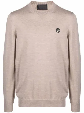 Philipp Plein Istitutional merino knit jumper - Neutrals