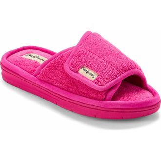Dearfoams Mickey Terry Adjustable Shower Slide Slipper in Paradise Pink at Nordstrom, Size X-Large