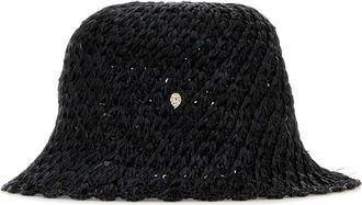 Helen Kaminski Womens Rio Raffia Crochet Bucket Hat Black