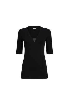 Brunello Cucinelli Ribbed jersey T-shirt in Black at Nordstrom, Size Xx-Large Eu