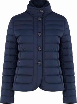 Moorer Womens Stand Collar Short Down Jacket In Blue