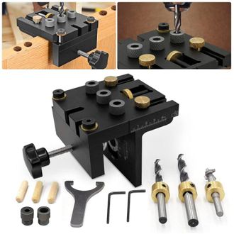 OEM Kit De Plantilla De Posicionamiento Para Agujeros Ocultos 3 En 1 De Crezuo Con Gu&iacute;a De Perforaci&oacute;n Ajustable De 6/8/10/15 Mm Y Localizador De Brocas P