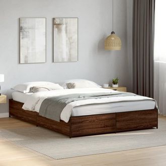 vidaXL Vidaxl - Estructura Cama Madera Ingenier&iacute;a Metal Marr&oacute;n Roble 140x190 Cm
