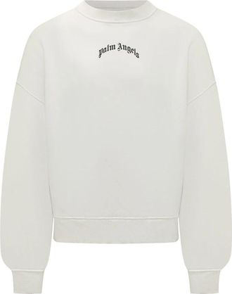 Palm Angels Logo Loose Crew - Heren - Sweatshirts - Wit - S - Hoodies & sweatvesten