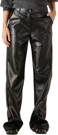 Ydence Pants Marlee Tall - Dames - Wijde Broeken - Zwart - L - Leer - Broeken