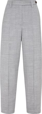 Brunello Cucinelli tapered-leg tailored trousers - women - Elastane/Virgin Wool - 44 - Grey
