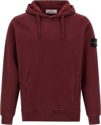 Stone Island Logo Badge Hoodie Felpe Bordeaux-Uomo