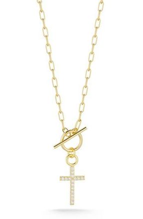 Sphera Milano Cubic Zirconia Cross Toggle Pendant Necklace in Gold at Nordstrom Rack