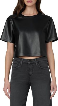 Joe's The Boxy Crop Faux Leather T-Shirt in Black at Nordstrom, Size X-Large