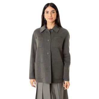 Max Mara Light Jackets, female, Gray, Size: M Wool Jacket