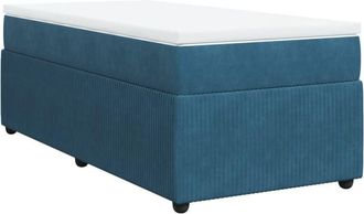 vidaXL Cama Box Spring Con Colch&oacute;n Terciopelo Azul Oscuro 90x200 Cm Vidaxl